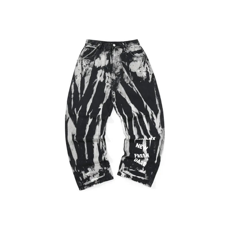 GENANX Straight Jeans Unisex Black Gray Color-0