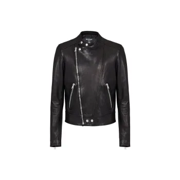 BALMAIN Zipped Leather Biker Jacket