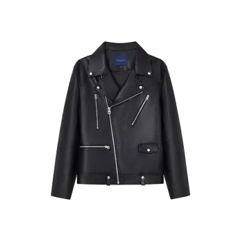 Teenie Weenie Men Leather Jacket Unisex Black