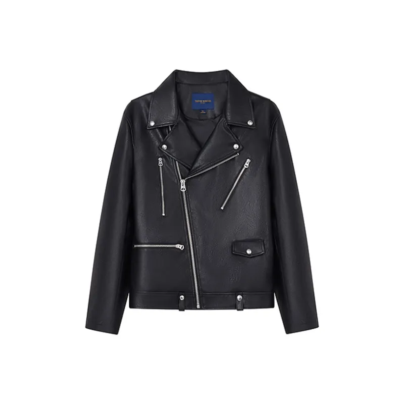 Teenie Weenie Men Leather Jacket Unisex Black-0