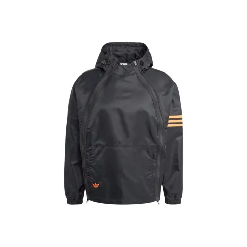 Adidas Originals Dual Zip Windbreaker Trench Coats Men Black