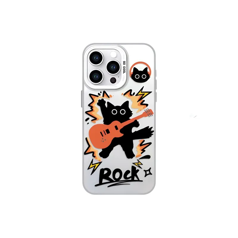 Sopi Acrylic Material Rock Black Cat Phone Cases Compatibility With IPhone 16/15 Pro Max/Apple 13/14/Pro/Max Collection-0