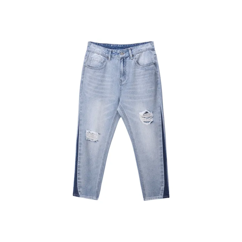 GUKUUL Ripped Pants Jeans Men's Light Blue-0