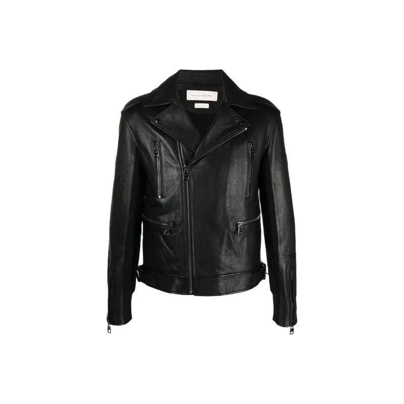 Alexander McQueen Leather trim Biker Jacket-0