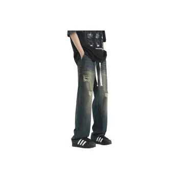 NOME Washable Distressed Ripped Jeans Unisex Nostalgic Green