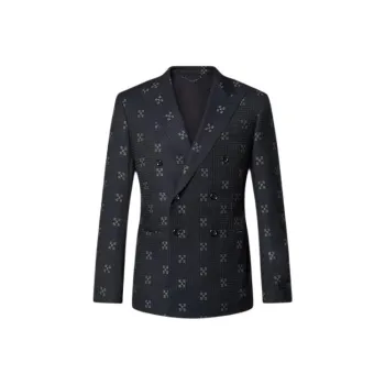 LOUIS VUITTON Double Breasted Wool Pont Neuf Jacket Jackets Coats Men's Marine Blue