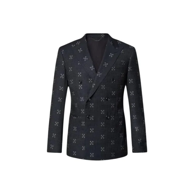 LOUIS VUITTON Double Breasted Wool Pont Neuf Jacket Jackets Coats Men's Marine Blue-0