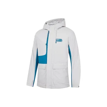 QIAODAN Trench Coat Men's Light Moss Grey/earthenware Blue