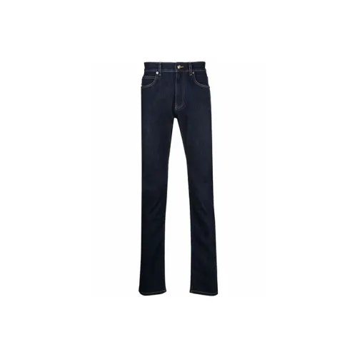 VERSACE Logo Patch Mid Rise Jeans