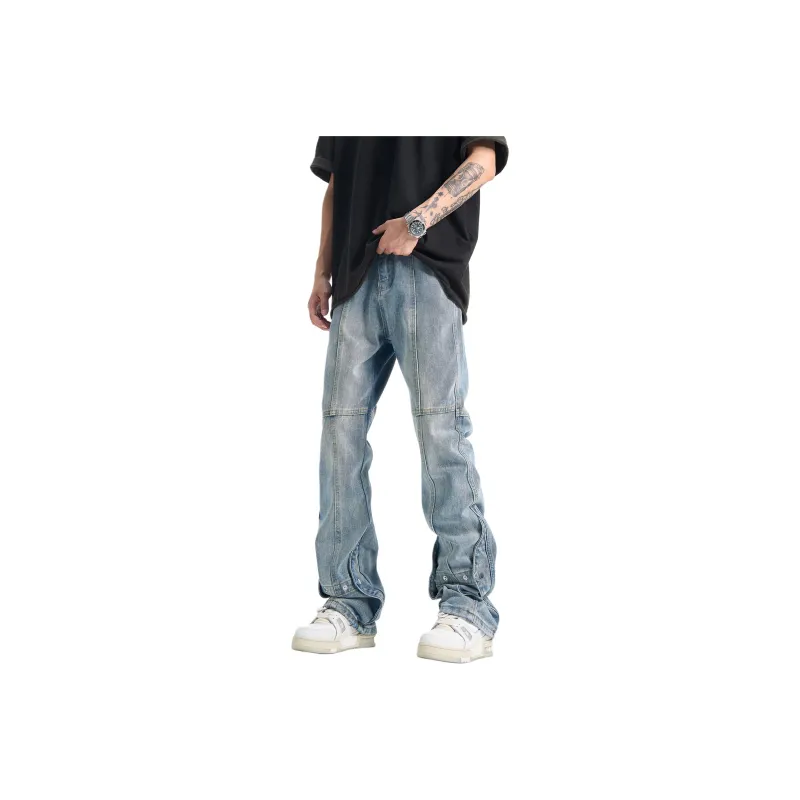 POLAR BEAR Thin Refreshing Jeans Unisex Bootcut Yellow Mud Black Pants-28