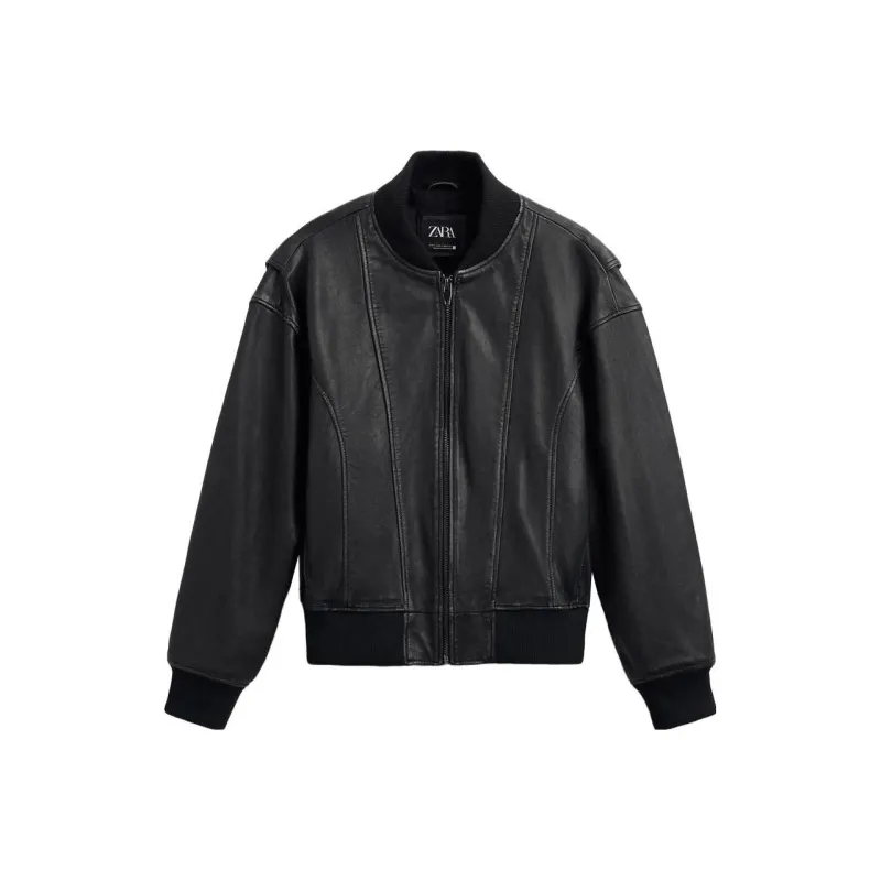 ZARA Leather Jacket Men's Black-0