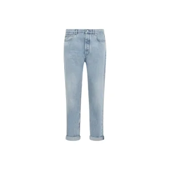 Brunello Cucinelli Logo Patch Mid Rise Jeans