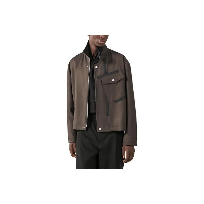 HERMES Leather Jacket Men's Coffee Brown-0