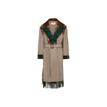 Maison Margiela Recicla Pendleton Coat Trench Coat Men's Tea Brown