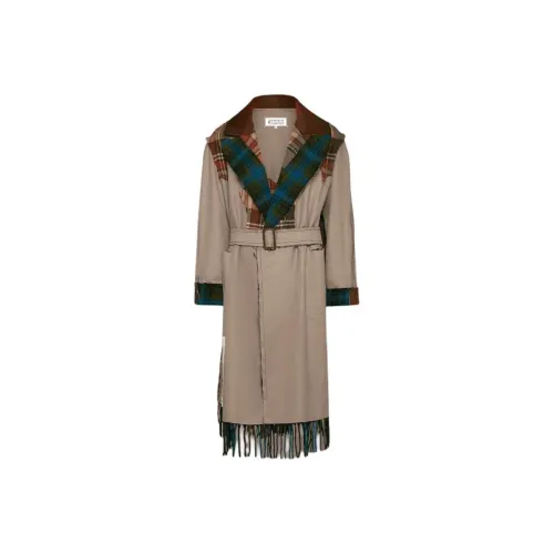 Maison Margiela Recicla Pendleton Coat Trench Coat Men's Tea Brown