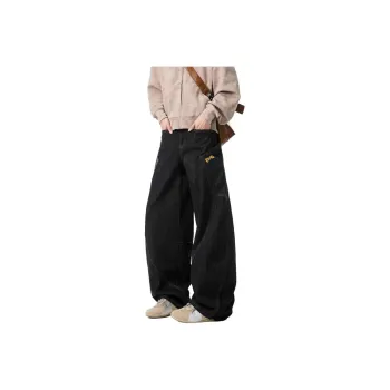QOTRIOCK Jeans Men's Khaki Plaid
