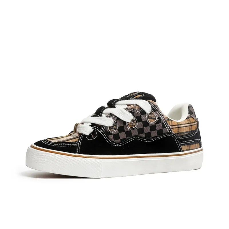 VANSSI Low Top Casual Sports Skateboard Shoes Unisex Black Brown-1
