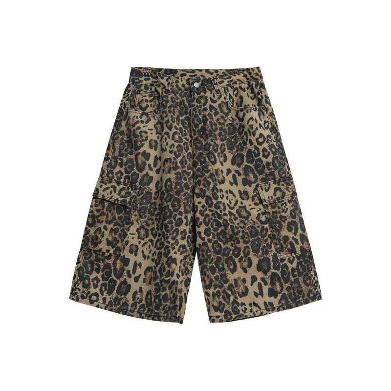 IL SARTO Denim Shorts Unisex Leopard Print-2