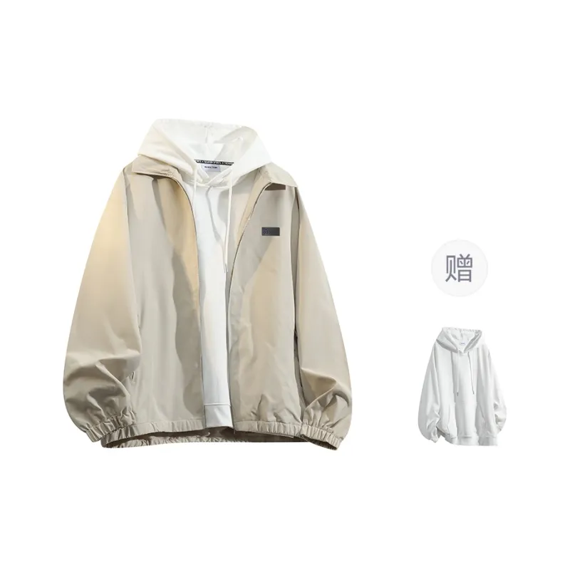 YOSICIL Jackets Coats Unisex Cream Gray-0