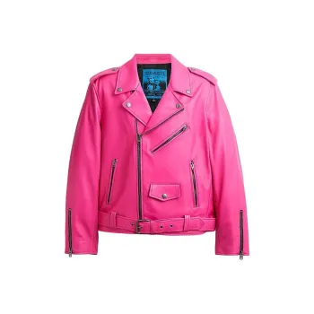 COACH SS24 Leather Jacket Men's Bright Plum Red