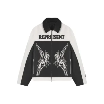 REPRESENT Leather Jacket Men's Black White