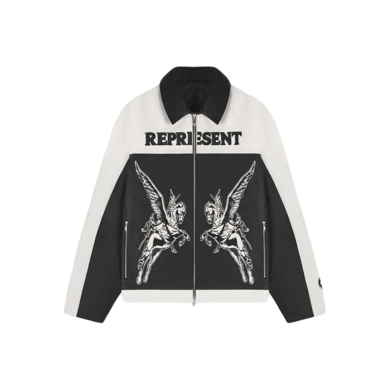 REPRESENT Leather Jacket Men's Black White-0