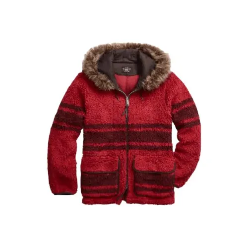 DOUBLE RL Striped Pile Fleece Jacket Jackets & Coats Men's Red