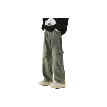 ACUOD BY CHANU Jeans Men's Spring Washable Distressed Design Bootcut Pants Trendy Brand Straight Fit Pants Unisex