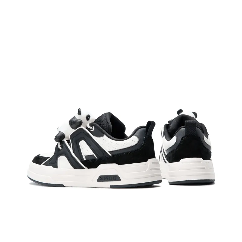 ZMOH Low Top Skateboard Shoes Unisex Black White-2
