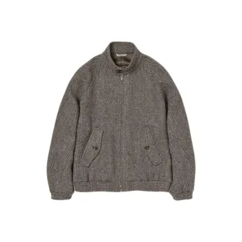 Auralee Lama Shetland Wool Tweed Zip Jacket