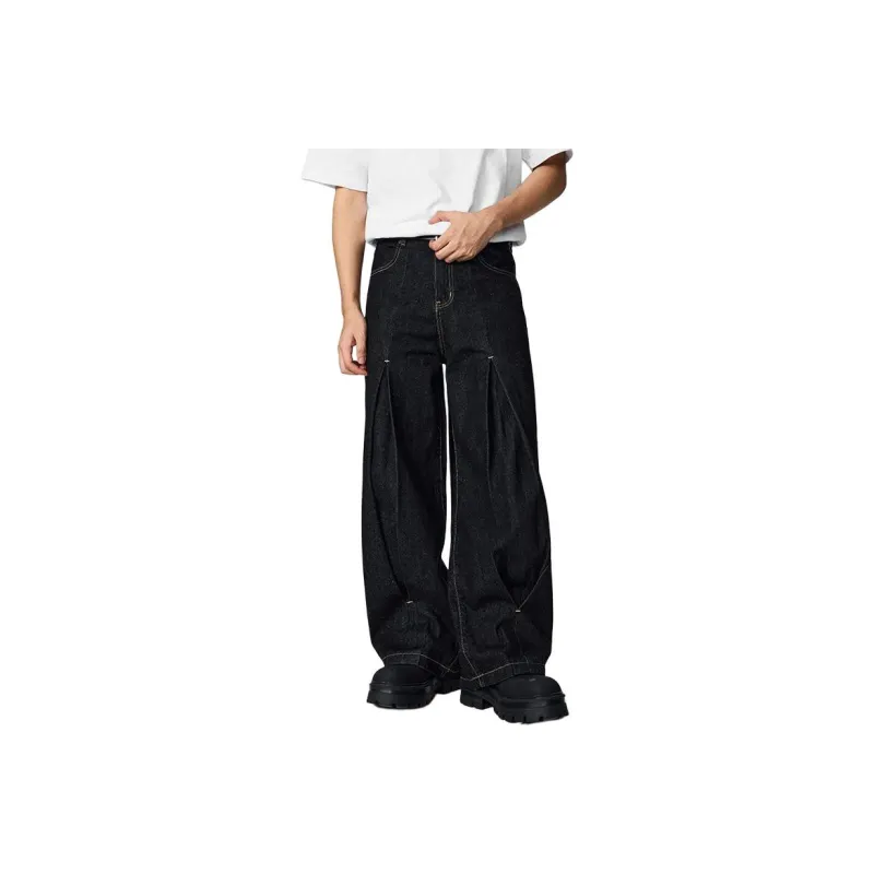 BLANC & ECLARE Premium Slimming Comfortable Mid Rise Original Jeans Unisex Black-0