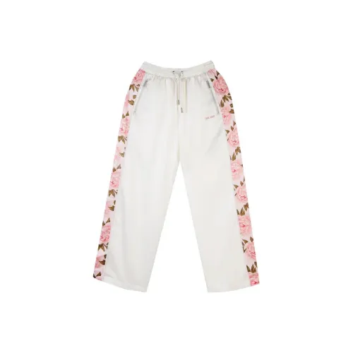 TEAM WANG Design Knitted Sports Pants Unisex White