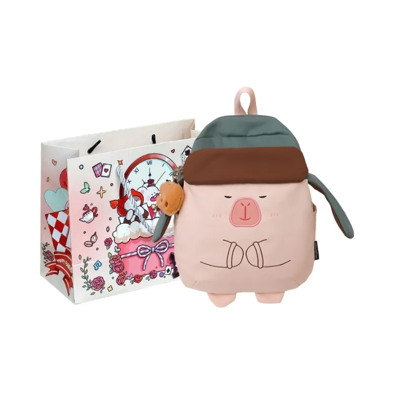 MOM'S HELPER Nylon Backpack Large Size Women's White/Pink/Khaki-4