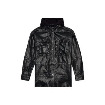 DIESEL Leather Jacket Men's Black