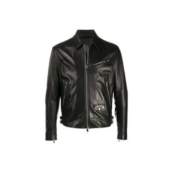 Valentino Leather Jackets Men Black
