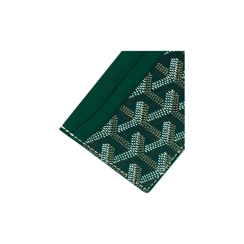GOYARD Canvas With Calfskin Card Clip Card Holder Unisex Green With Pink And Red Small Heart-2