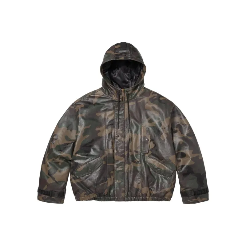 Supreme Marithé + François Girbaud Hooded Leather Flight Bomber Jacket-4