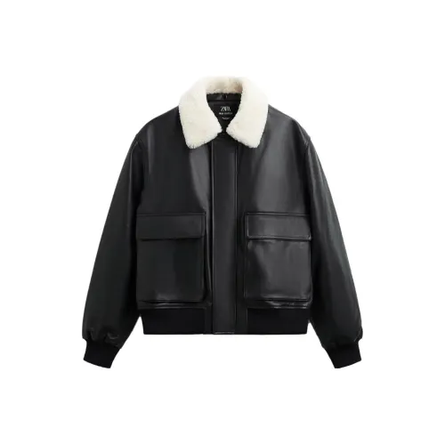 ZARA Leather Jacket Men's Black