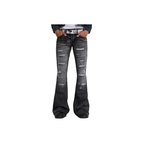 Jaded London Drift Series Drift Collection Washed Black Laced Bootcut Jeans Jeans Men's Black