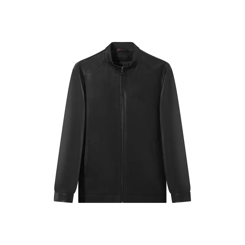 SEVEN Genuine Leather Sheepskin Leather Jacket Men's Black-2