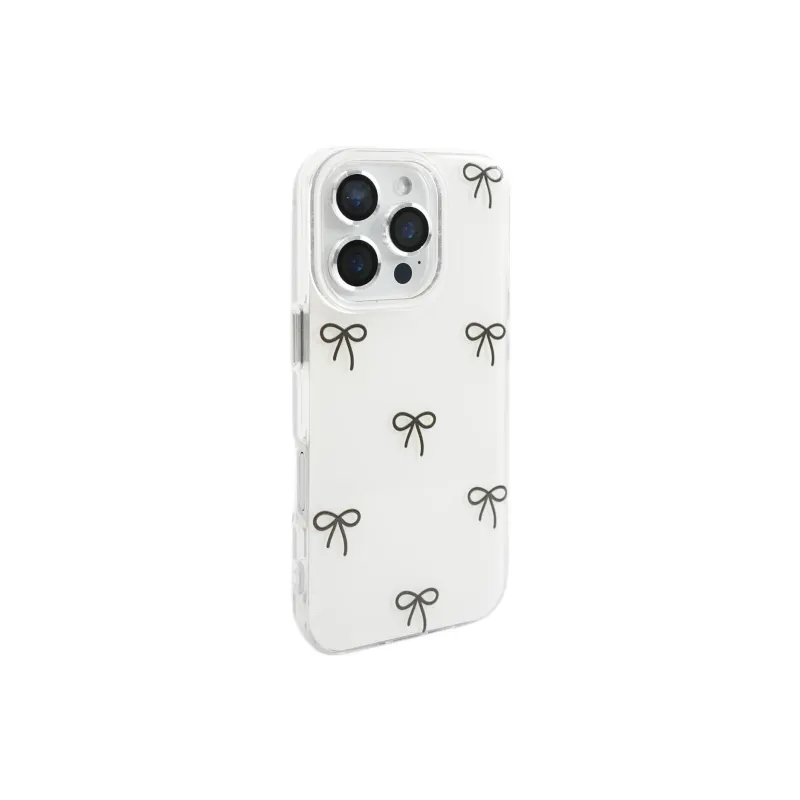 Sopi Acrylic Material Double Layer Line Bowknot Phone Cases Compatible With IPhone 16/15 Pro Max/Apple 13/14 Pro/Max-5