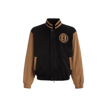 BALLY Emblem Logo patch Suede Bomber Jacket