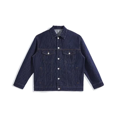 PEACEBIRD MEN Full-Cover Jacquard Denim Jacket Men's