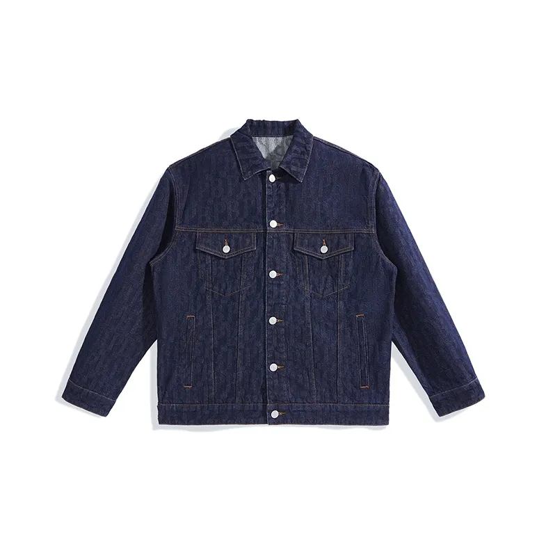 PEACEBIRD MEN Full-Cover Jacquard Denim Jacket Men's-0