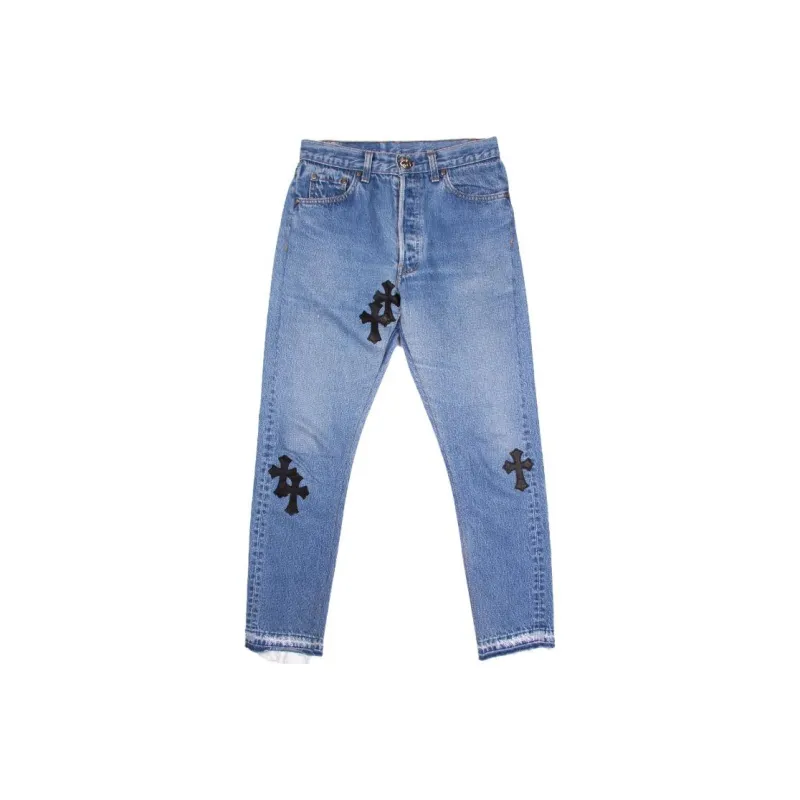 Chrome Hearts Jeans Men Denim Blue-0