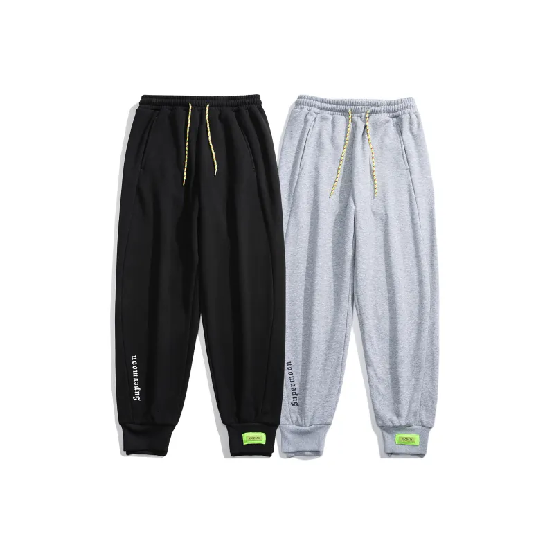 SUPERMOON Autumn And Winter Season Knitted Sports Pants Unisex Black-24