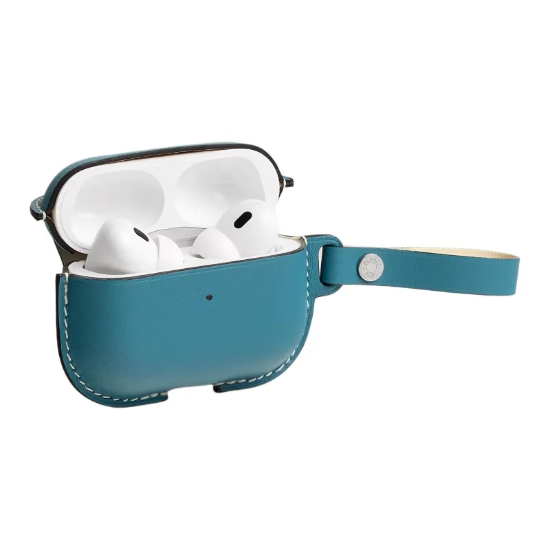 HERMES Swift Calfskin Earphone Case Unisex 75 Bley Jean Denim Blue-2