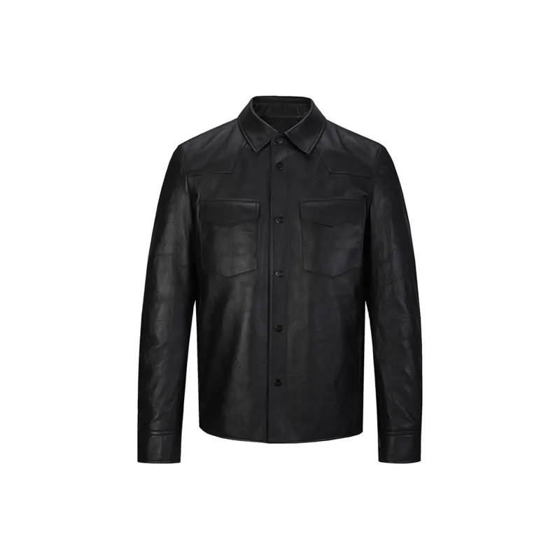 DAVID NAMAN Leather Jackets Men Black-0