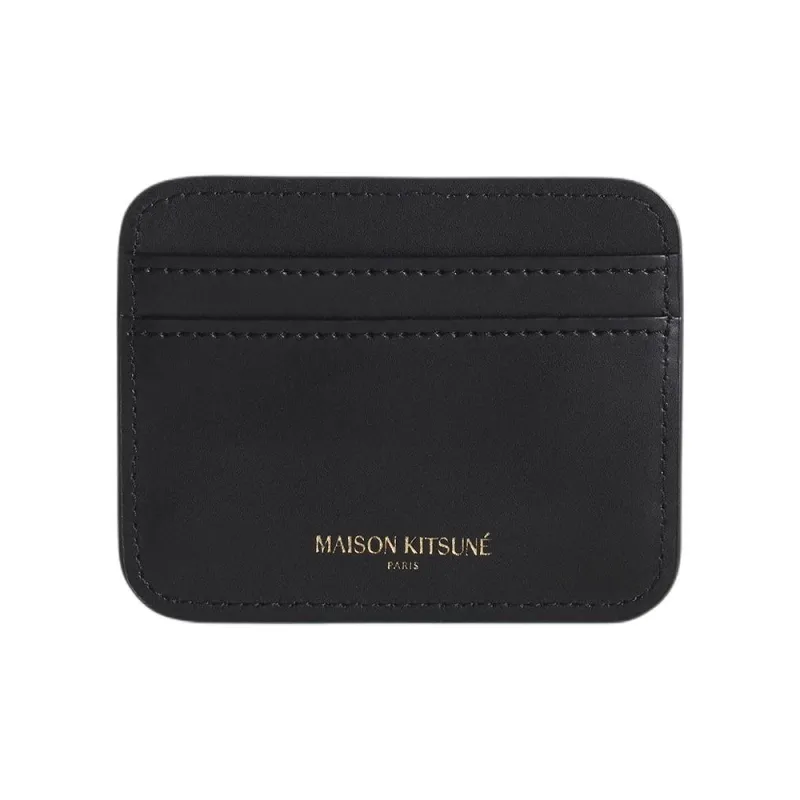 Maison Kitsune Cow Leather Card Holder Unisex Black-1