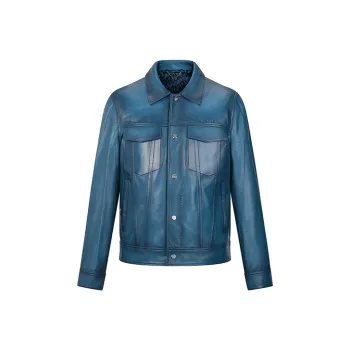 RARE Leather Jackets Men Peacock Blue